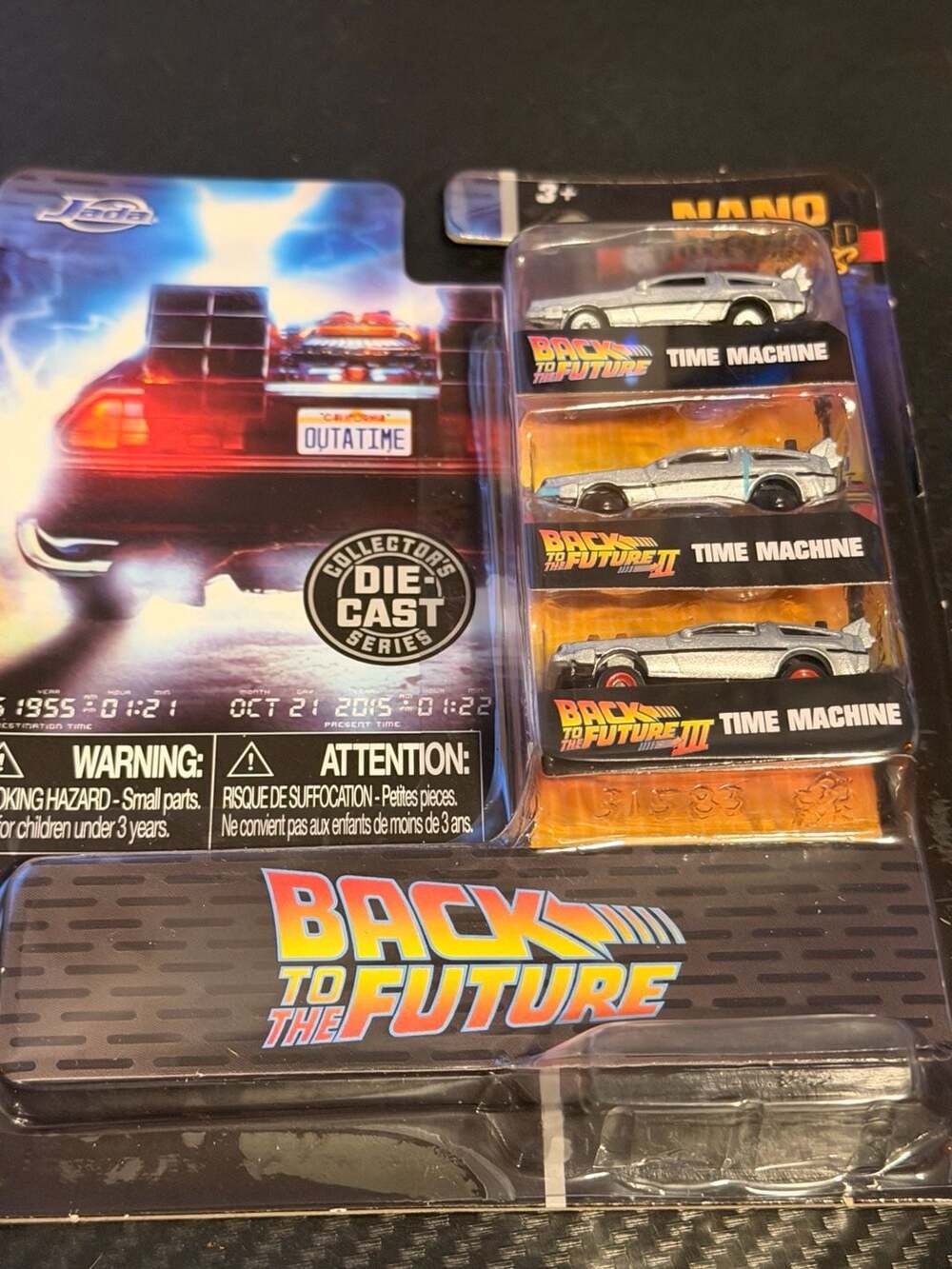Jada Nano BACK TO THE FUTURE 1,2,3 Time Machine SET DeLorean MIP 801310315835